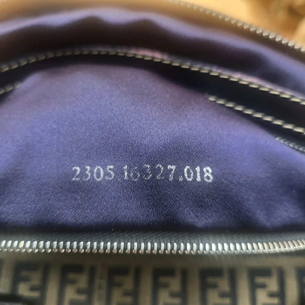 FENDI Zucchino FF Canvas Leather Boston 30 HandBag Navy..Authentic...W/COA.